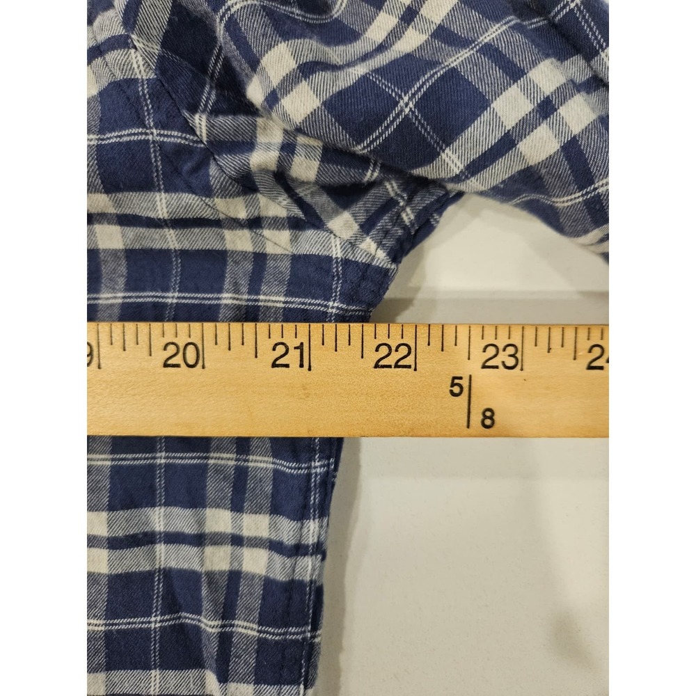 Faherty Movement Button Shirt Mens Medium Performance Dark Blue Plaid - Picture 12 of 13